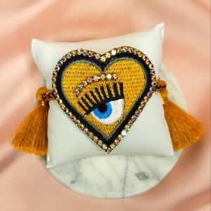Gold/Yellow Heart Eye Adjustable Bracelet